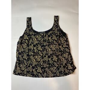 Vintage Alex Evenings Top Women’s Size 3X Gold Sparkly Floral Black Sleevless